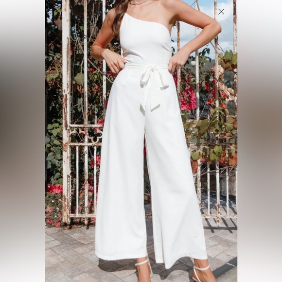 PETAL&PUP LEYTON JUMPSUIT - WHITE Elegant White Wide-Leg Pants Size 12. #336 - Picture 12 of 15